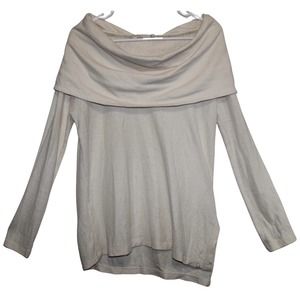Women's Prana Cream Solid Casual Pullover Long Sleeve Cowl Neck Sweater Size XS